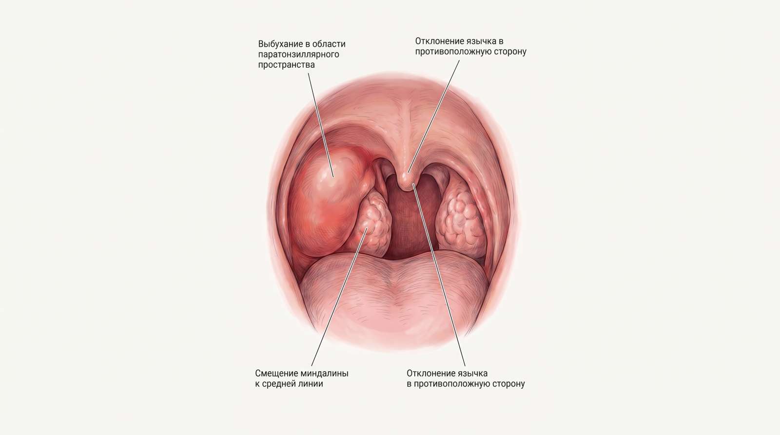 Фарингоскопическая картина паратонзиллярного абсцесса